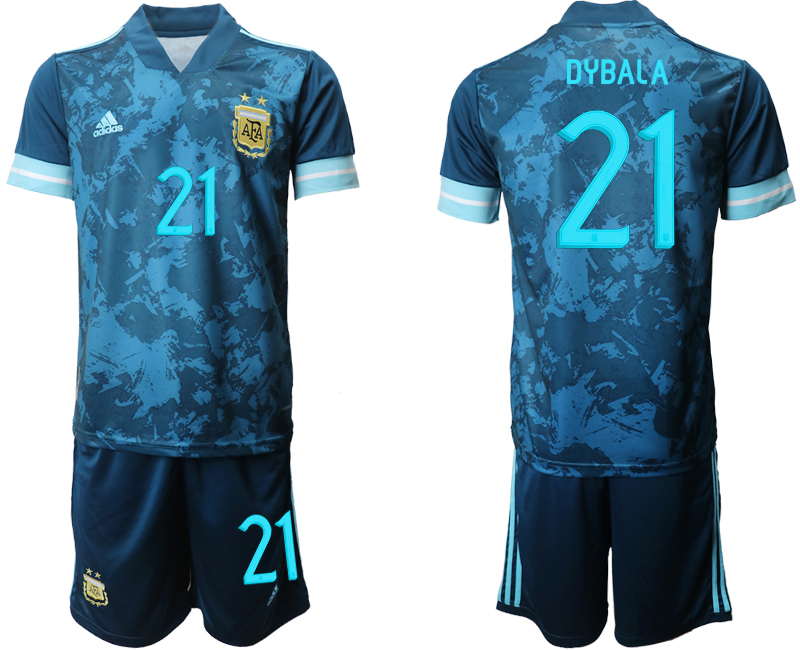 Men 2021 National Argentina away #21 blue soccer jerseys